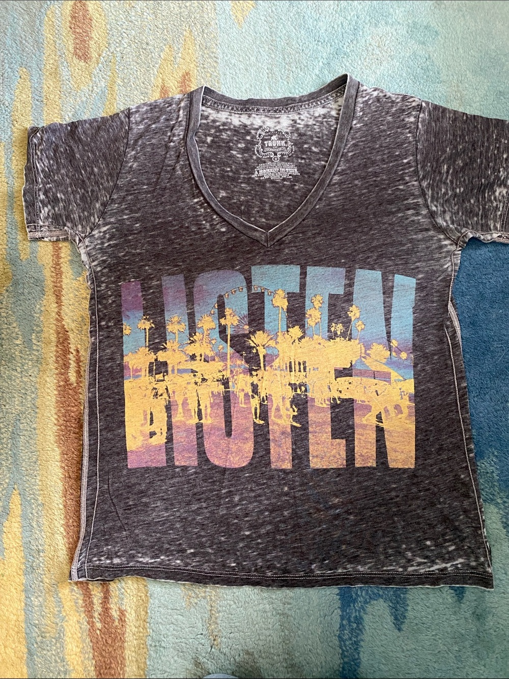 Trunk Ltd Gray Mineral-Wash Graphic Tee with White Logo